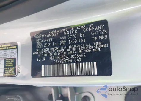 2020 Hyundai Venue Se z USA, uszkodzony, nr VIN KMHRB8A34LU035562